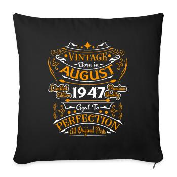 Août 1947 Vintage Rétro Cadeau D'anniversaire - Housse de coussin décorative 45 x 45 cm - noir - Devant