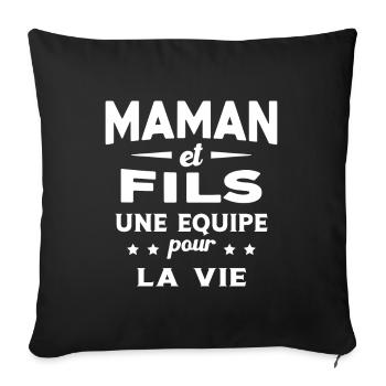 Maman et Fils une equipe Cadeau Fête Des Mères - Housse de coussin décorative 45 x 45 cm - noir - Devant