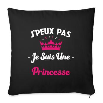 Je Peux Pas Je Suis une Princesse Humour Maman - Housse de coussin décorative 45 x 45 cm - noir - Devant