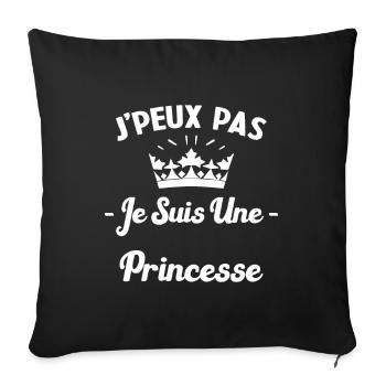 Je Peux Pas Je Suis une Princesse Humour Maman - Housse de coussin décorative 45 x 45 cm - noir - Devant