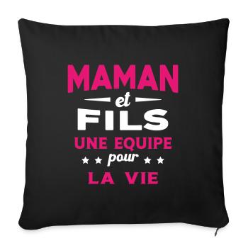 Maman et Fils une equipe Cadeau Fête Des Mères - Housse de coussin décorative 45 x 45 cm - noir - Devant
