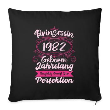 Prinzessin seit 1982 Geburtstag 1982 - Sofakissenbezug 45 x 45 cm - Schwarz - Vorne