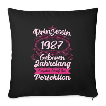 Prinzessin seit 1987 Geburtstag 1987 - Sofakissenbezug 45 x 45 cm - Schwarz - Vorne