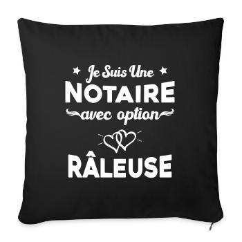 Femme je suis une notaire avec option râleuse - Housse de coussin décorative 45 x 45 cm - noir - Devant