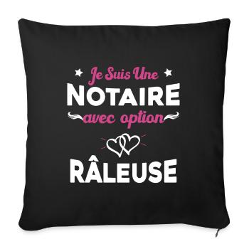 Femme je suis une notaire avec option râleuse - Housse de coussin décorative 45 x 45 cm - noir - Devant