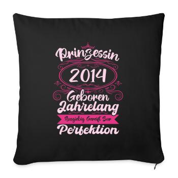 Prinzessin seit 2014 Geburtstag 2014 - Sofakissenbezug 45 x 45 cm - Schwarz - Vorne