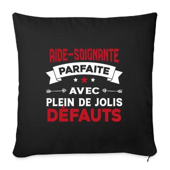 Aide soignante parfaite Cadeau Humour - Housse de coussin décorative 45 x 45 cm - noir - Devant