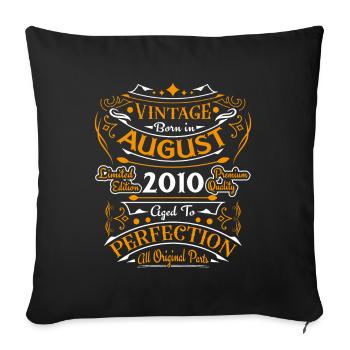 August 2010 Vintage Geburtstag Geschenkidee - Sofakissenbezug 45 x 45 cm - Schwarz - Vorne