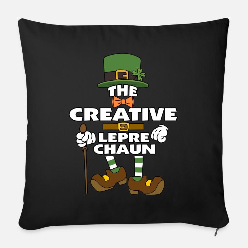 The Creative Leprechaun St Patrick's Day - Sofa pillowcase 17,3'' x 17,3'' (45 x 45 cm) - black