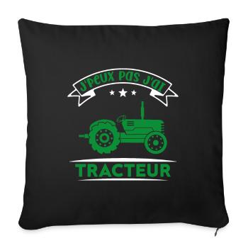 J'peux pas j'ai tracteur - Housse de coussin décorative 45 x 45 cm - noir - Devant