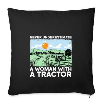 Never Underestimate A Woman With A Tractor - Sofa pillowcase 17,3'' x 17,3'' (45 x 45 cm) - black - Front