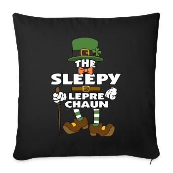 Le lutin endormi St Patrick’s Day - Housse de coussin décorative 45 x 45 cm - noir - Devant