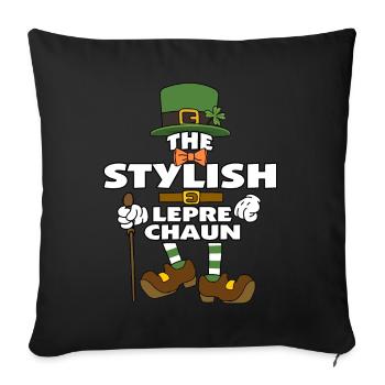 L’élégant lutin St Patrick’s Day - Housse de coussin décorative 45 x 45 cm - noir - Devant