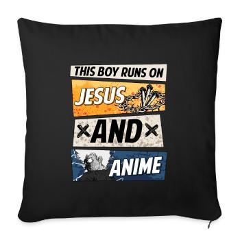 This Boy Runs On Jesus And Anime I kawaii chibi - Sofa pillowcase 17,3'' x 17,3'' (45 x 45 cm) - black - Front