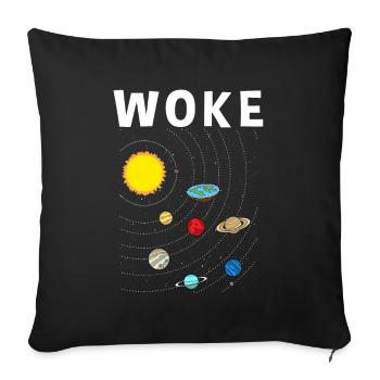 Woke I Flat Earth - Sofakissenbezug 45 x 45 cm - Schwarz - Vorne