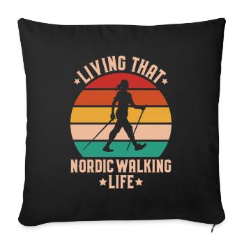 Marche nordique Marcheur nordique Walken nordique - Housse de coussin décorative 45 x 45 cm - noir - Devant