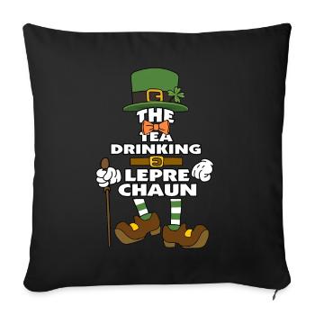 The Tea Drinking Leprechaun St Patrick's Day - Sofa pillowcase 17,3'' x 17,3'' (45 x 45 cm) - black - Front