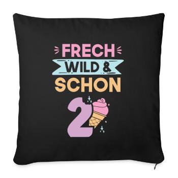 2 Jahre Geburtstag Junge Mädchen Eis essen - Sofakissenbezug 45 x 45 cm - Schwarz - Vorne