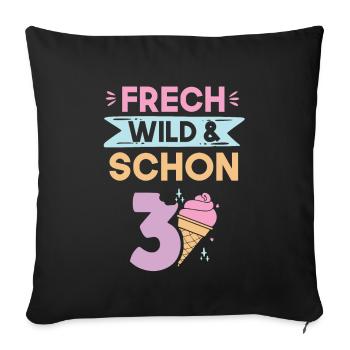 3 Jahre Geburtstag Junge Mädchen Eis essen - Sofakissenbezug 45 x 45 cm - Schwarz - Vorne
