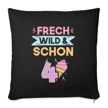 4 Jahre Geburtstag Junge Mädchen Eis essen - Sofakissenbezug 45 x 45 cm - Schwarz - Vorne