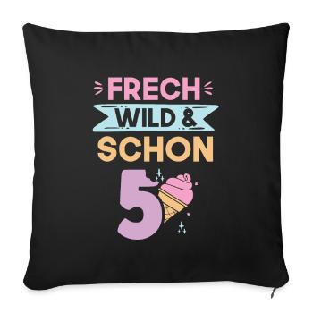 5 Jahre Geburtstag Junge Mädchen Eis essen - Sofakissenbezug 45 x 45 cm - Schwarz - Vorne