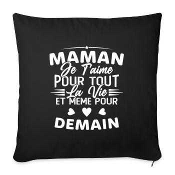 Maman je t'aime Mère Bébé Naissance Amour - Housse de coussin décorative 45 x 45 cm - noir - Devant