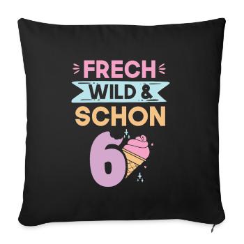 6 Jahre Geburtstag Junge Mädchen Eis essen - Sofakissenbezug 45 x 45 cm - Schwarz - Vorne