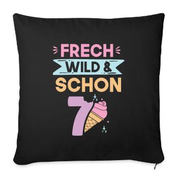 7 Jahre Geburtstag Junge Mädchen Eis essen - Sofakissenbezug 45 x 45 cm - Schwarz - Vorne