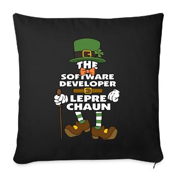 Le lutin du développeur de logiciels le jour de la Saint-Patrick - Housse de coussin décorative 45 x 45 cm - noir - Devant