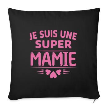 Super Mamie Cadeau de Noël Fête des Grands Mères - Housse de coussin décorative 45 x 45 cm - noir - Devant