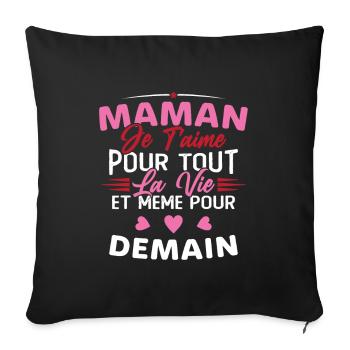 Maman je t'aime Mère Bébé Naissance Amour - Housse de coussin décorative 45 x 45 cm - noir - Devant