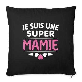 Super Mamie Cadeau de Noël Fête des Grands Mères - Housse de coussin décorative 45 x 45 cm - noir - Devant