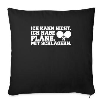 Tischtennis Ping Pong Pingpong Table Tennis - Sofakissenbezug 45 x 45 cm - Schwarz - Vorne
