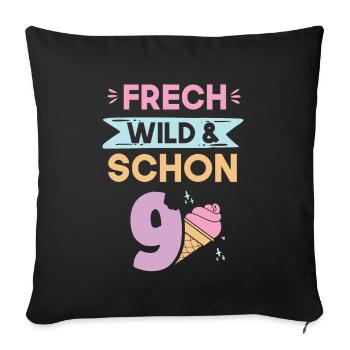 9 Jahre Geburtstag Junge Mädchen Eis essen - Sofakissenbezug 45 x 45 cm - Schwarz - Vorne