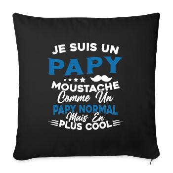 Un Papy Moustache Comme Un Papy Normal - Housse de coussin décorative 45 x 45 cm - noir - Devant