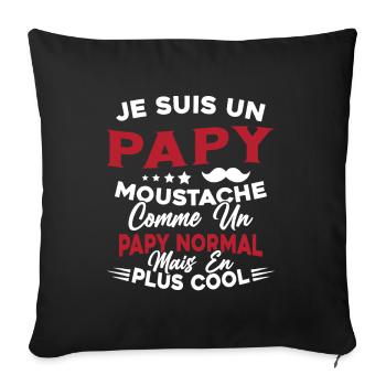 Un Papy Moustache Comme Un Papy Normal - Housse de coussin décorative 45 x 45 cm - noir - Devant
