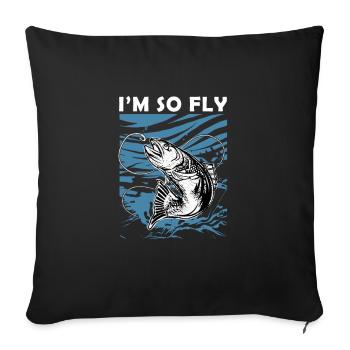 Je suis tellement mouche que je pêche à la mouche drôle - Housse de coussin décorative 45 x 45 cm - noir - Devant