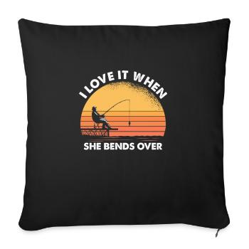 J’adore quand elle se penche sur I Funny Fishing - Housse de coussin décorative 45 x 45 cm - noir - Devant