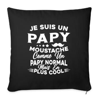 Un Papy Moustache Comme Un Papy Normal - Housse de coussin décorative 45 x 45 cm - noir - Devant