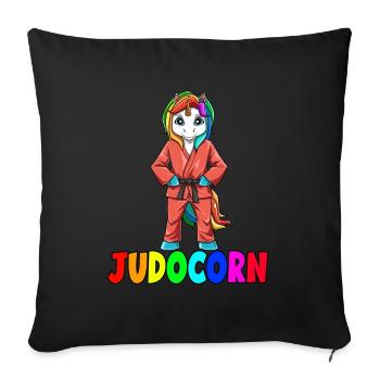 Judocorn Einhorn Judo Judosport Kampfsportart - Sofakissenbezug 45 x 45 cm - Schwarz - Vorne