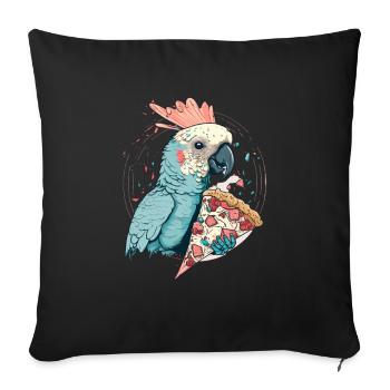 Kakadu isst Pizza für eine Kakadu Besitzer - Sofakissenbezug 45 x 45 cm - Schwarz - Vorne