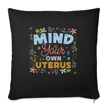 Uterus Flowers Feminist Empowerment - Sofa pillowcase 17,3'' x 17,3'' (45 x 45 cm) - black - Front