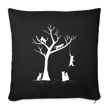 Chats ludiques Arbre Félin Chatons mignons - Housse de coussin décorative 45 x 45 cm - noir - Devant