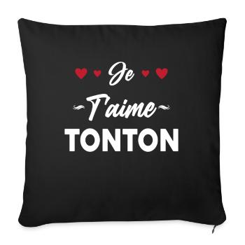 Je T'aime Tonton Cadeau D'anniversaire - Housse de coussin décorative 45 x 45 cm - noir - Devant