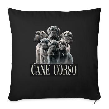 Cane Corso Welpen Gruppe für einen Cane Corso - Sofakissenbezug 45 x 45 cm - Schwarz - Vorne