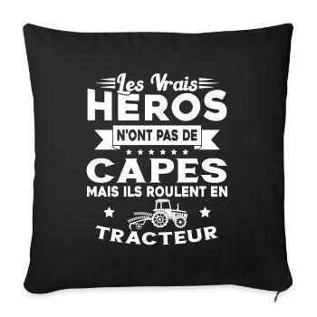 Tracteur Héros Cadeau Agriculteur Humour Fermier - Housse de coussin décorative 45 x 45 cm - noir - Devant