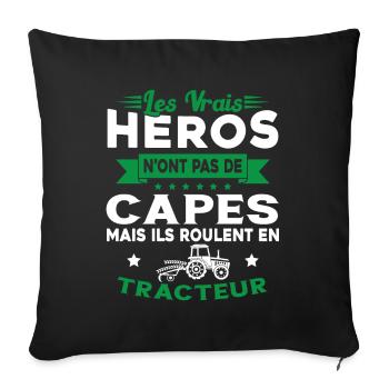 Tracteur Héros Cadeau Agriculteur Humour Fermier - Housse de coussin décorative 45 x 45 cm - noir - Devant