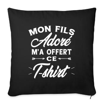 Mon Fils Adoré Humour Maman / Papa Cadeau - Housse de coussin décorative 45 x 45 cm - noir - Devant