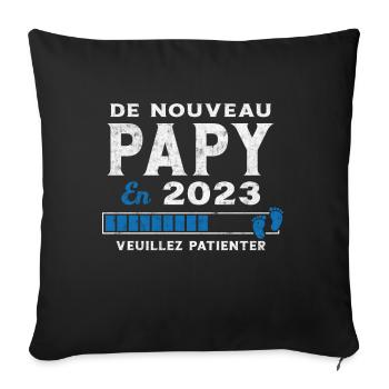 De Nouveau Papy en 2023 Cadeau Futur Papy - Housse de coussin décorative 45 x 45 cm - noir - Devant