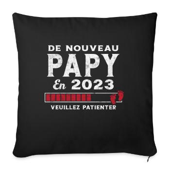 De Nouveau Papy en 2023 Cadeau Futur Papy - Housse de coussin décorative 45 x 45 cm - noir - Devant